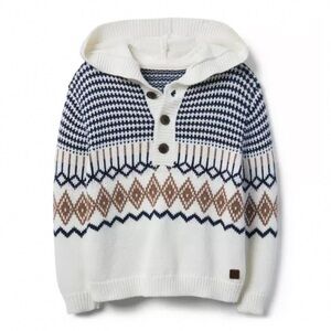 Janie and Jack Navy and Brown Patterned Sweater